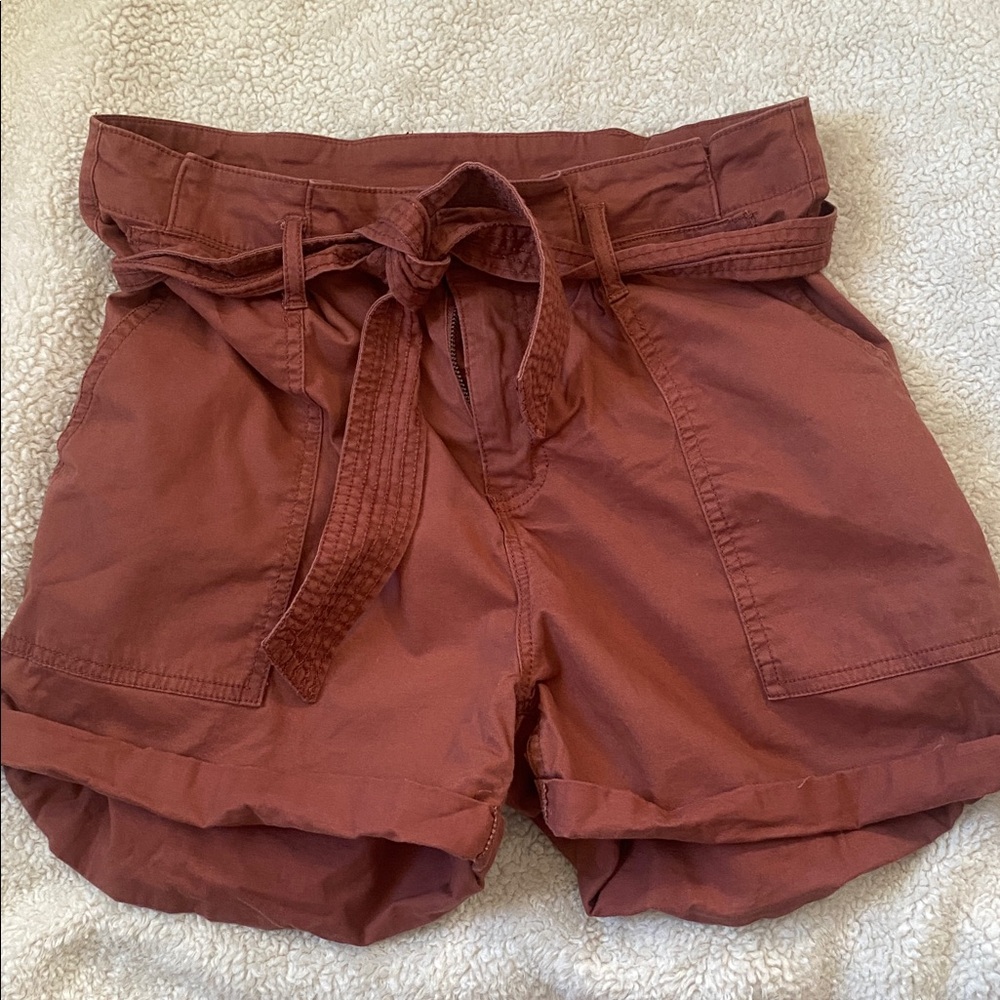 Vanilla Star High Waist Terracotta Shorts with Tie Belt